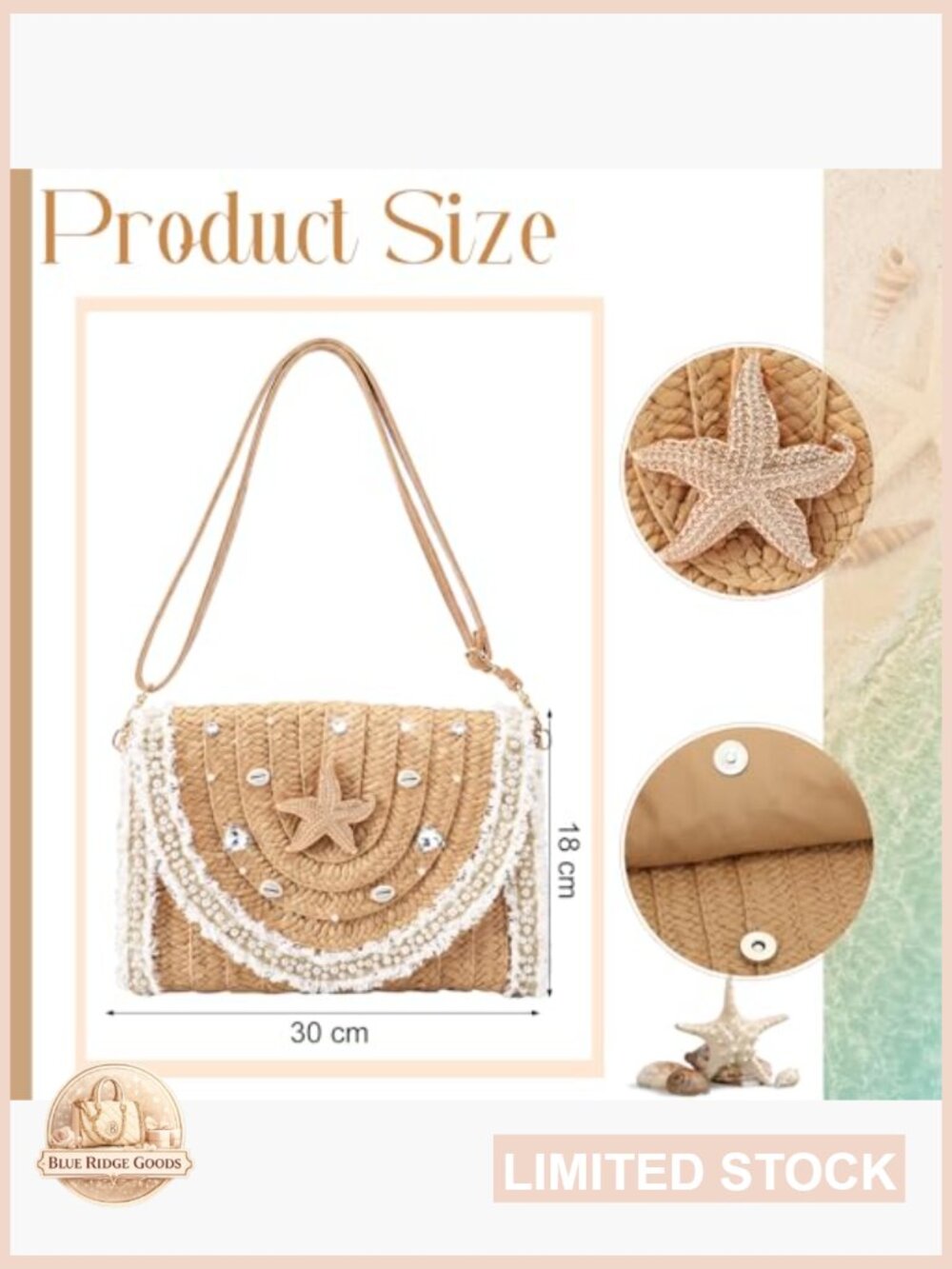 Woven Mesh Handbag Straw Tote Crochet Summer Beach Purse Shoulder Bag Boho - Picture 4 of 7